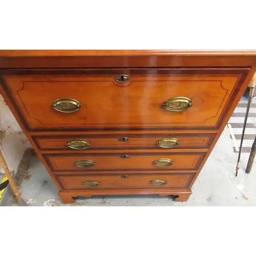 George III style satinwood, inlaid and crossbanded secretair...