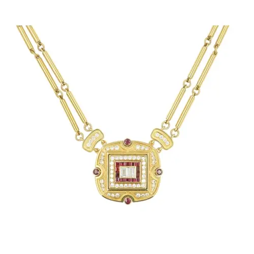 LEO DE VROOMEN (1941-2025)- A fine 18k diamond and ruby set ...
