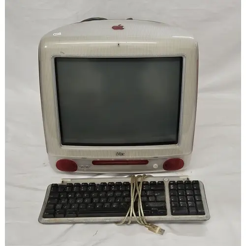 Vintage Apple Red iMac with keyboard UNTESTED
