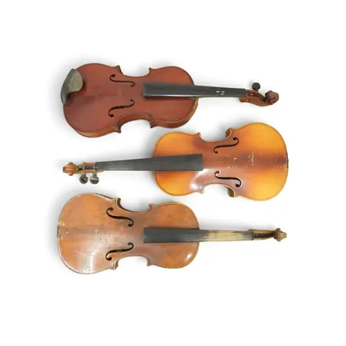 VIOLINS & BOWS - Three Late 19th/early 20th century tra...
