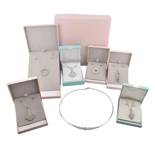 A selection of silver and diamonique necklaces. Seven neckla...