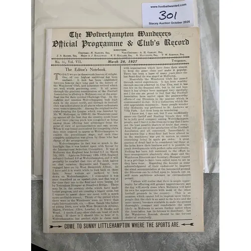 1927 FA Cup Semi Final Football Programme: Cardiff City v Re...