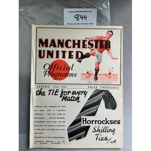 1936 - 1937 Manchester United v Sheffield Wednesday Football...