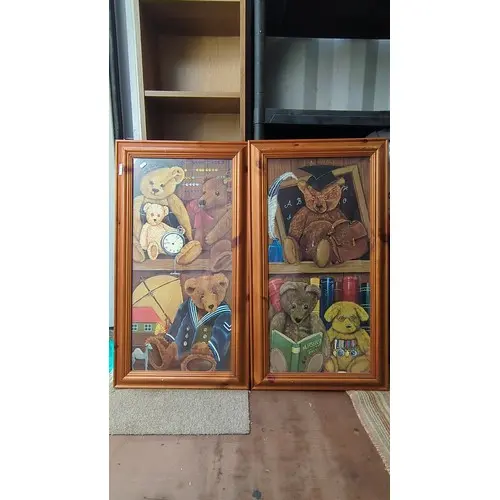 A pair of framed contemporary decorative prints depicting te...