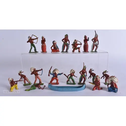 A GROUP OF VINTAGE PAINTED INDIAN CHIEF AND TRIBAL FIGURES. ...