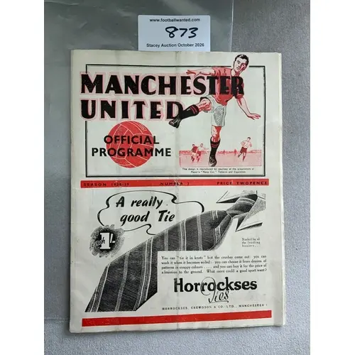 1938 - 1939 Manchester United v Chelsea Football Programme: ...