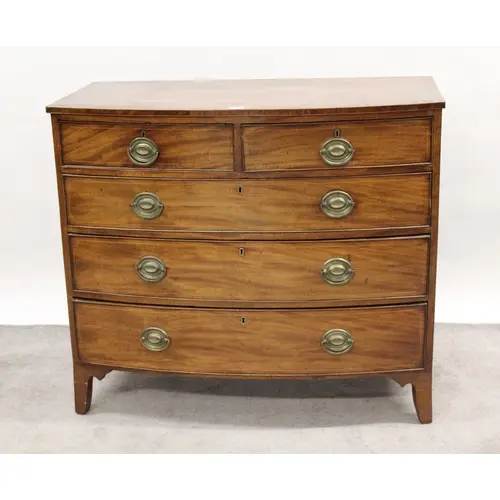 Victorian mahogany bow front chest of two short and three lo...