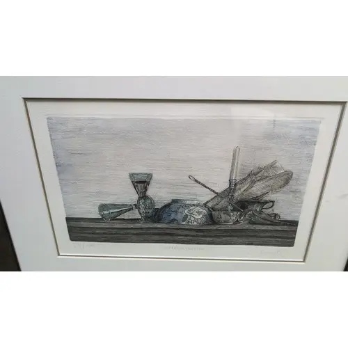 Limited-edition colour print—still life of glass vessels, a ...