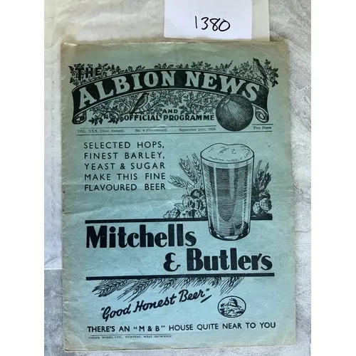 1938 - 1939 West Brom v Tottenham Football Programme: Divisi...