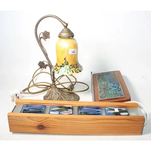 Art Nouveau style table lamp with Ditchfield style Art Glass...