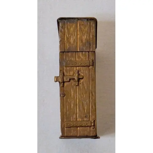 Antique Brass Novelty Vesta Case in the form of an outside t...
