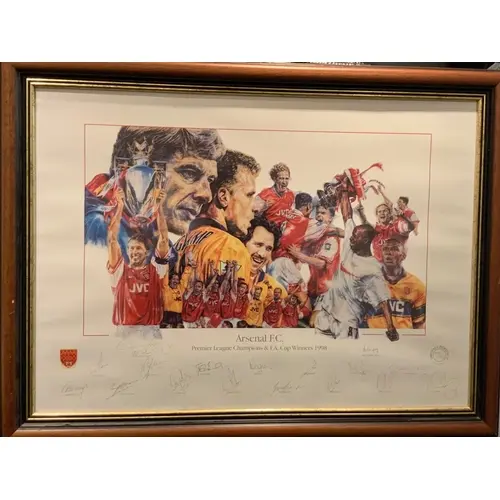 Arsenal 1998 Double Winners Signed Framed Football Print: St...