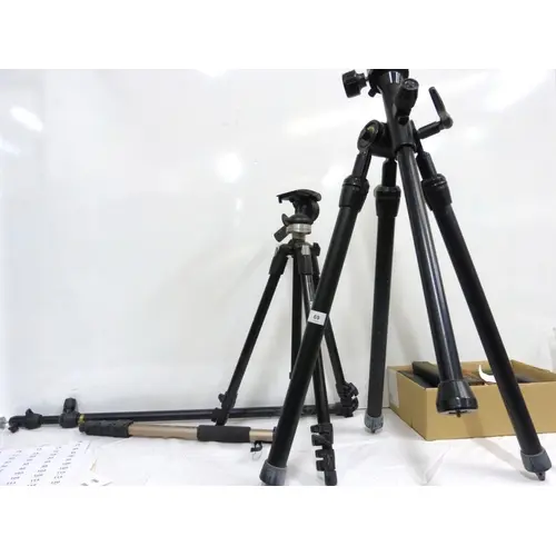 Two camera tripods to include Manfrotto Ben B01 and two mono...