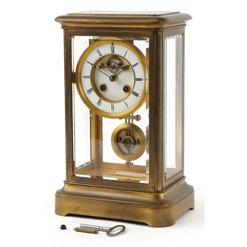 Grohe - 19th century French gilt brass four glass mantle clo...