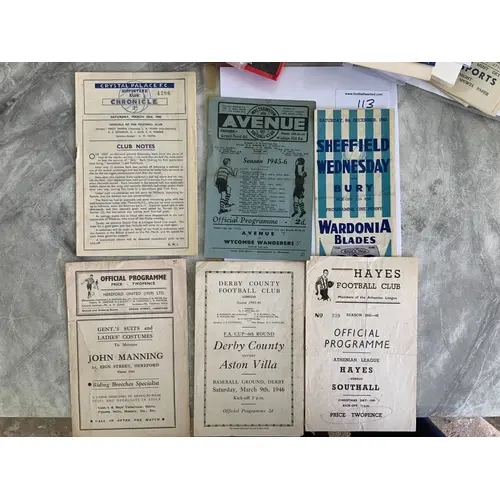 45/46 Football Programmes: Includes a home programme of Haye...