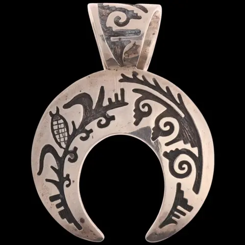 A Native American South Western sterling silver crescent moo...