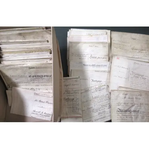 One hundred 19th Century vellum indentures, conveyances, mor...