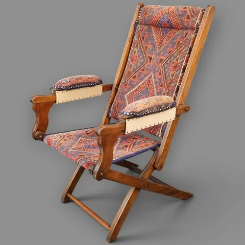 A late 19th century stained beech American campaign folding ...