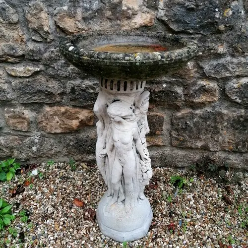 Figural pedestal bird bath - 40cm x 76cm high