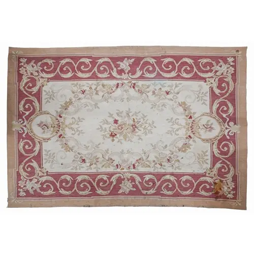 A Louis XVI style floral tapestry rug, 20th c, 122 x 185cm...