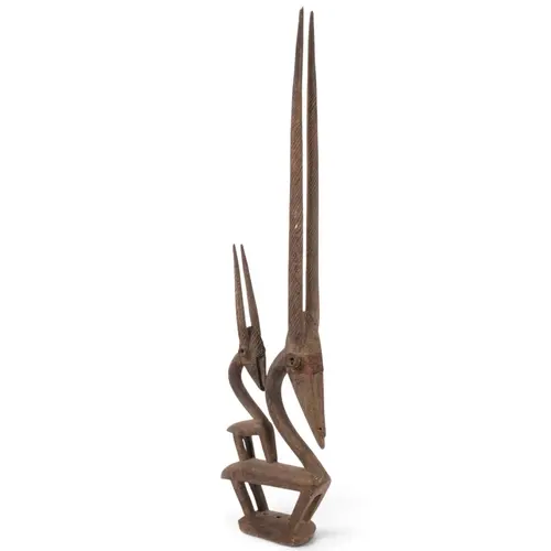 A Bamana antelope and calf headcrest, Mali, H88cm