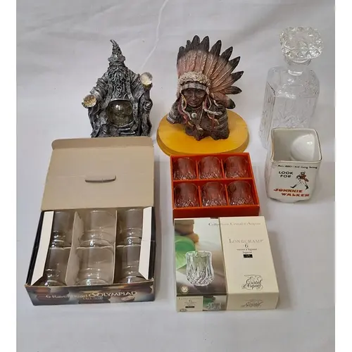Cut Glass Decanter, vintage Johnny Walker James Green whisky...
