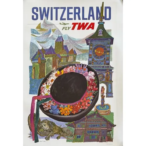 Posters/Transport: Posters/Transport: Switzerland Fly TWA -...