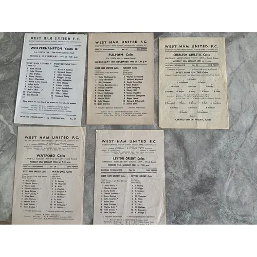 West Ham Reserve + Youth Football Programmes: Home single sh...