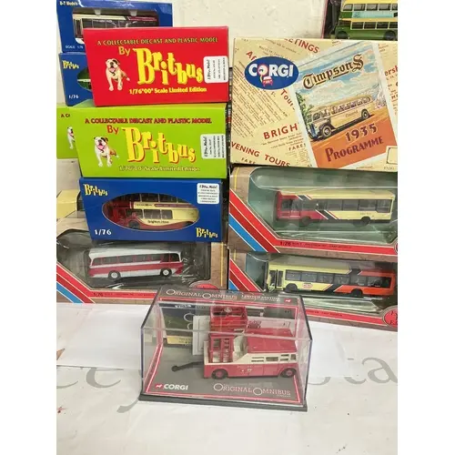 A Collection Of Boxed Diecast Buses Including Britbus, Corgi...