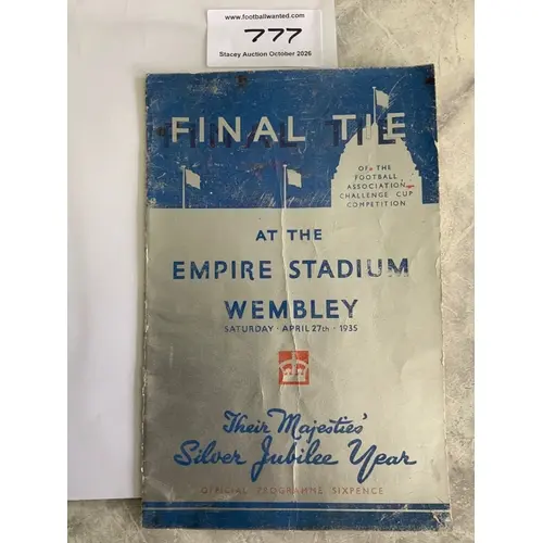 1935 FA Cup Final Football Programme: Sheffield Wednesday v ...