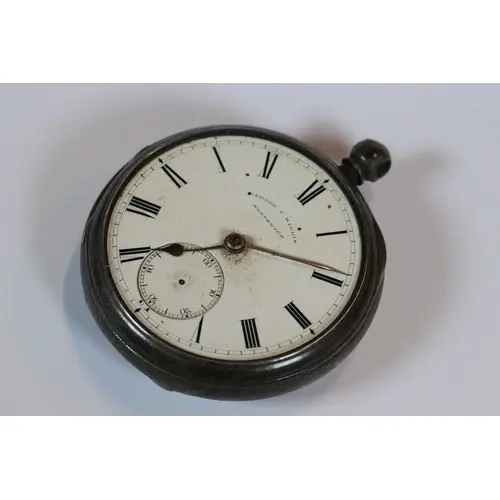 Silver cased pocket watch, the enamel dial with Roman numera...