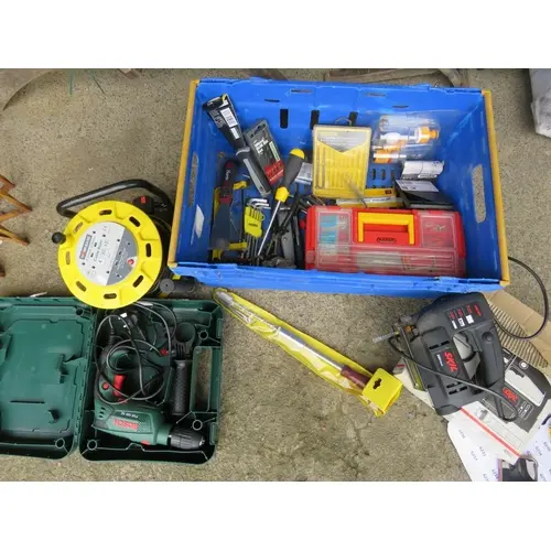 Crate of Tools incl. Homebase extension lead 30m, Bosch PSB5...