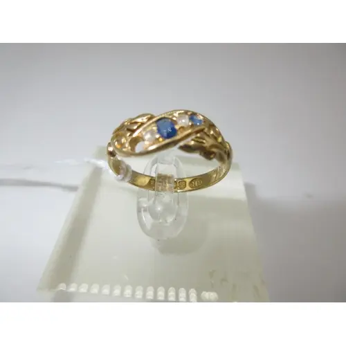 18ct Gold Sapphire and Diamond Ring, Size N, 2.72g, one ston...