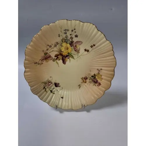 AN ANTIQUE ROYAL WORCESTER BLUSH IVORY FLORAL CABINET SHALLO...