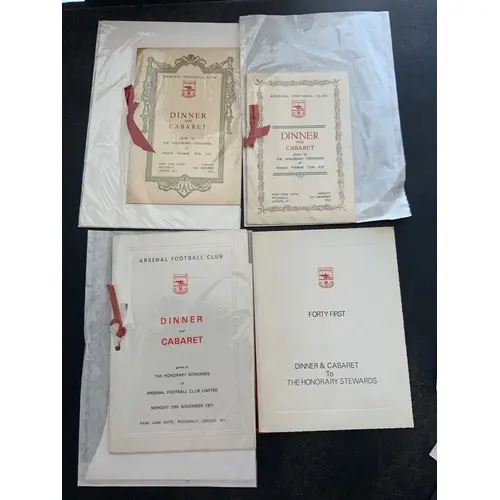 Arsenal Stewards Football Menus: 1954, 1956, 1964, 1968 sign...