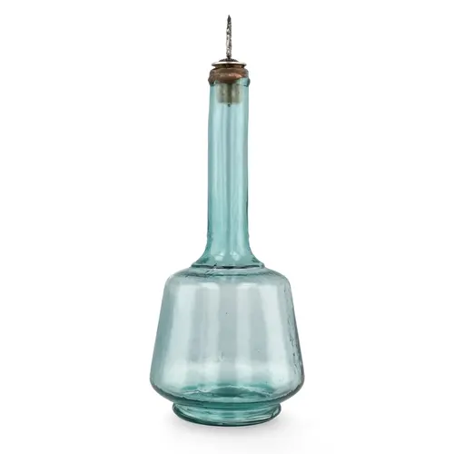 A 19TH CENTURY GLASS BOTTLE WITH HALLMARKED SILVER STOPPER 3...