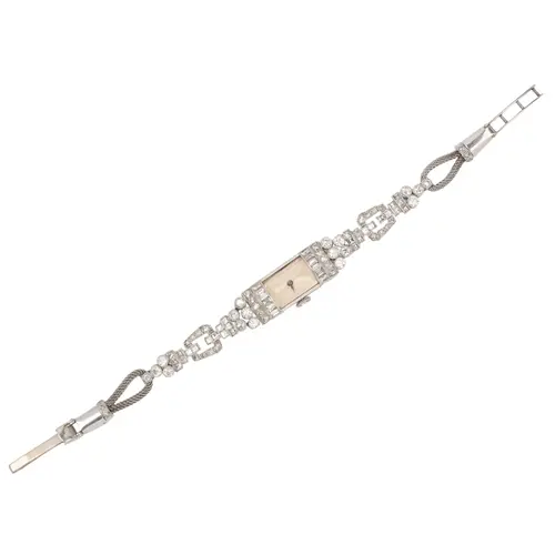 An Art Deco diamond cocktail watch, circa 1930 and later, th...