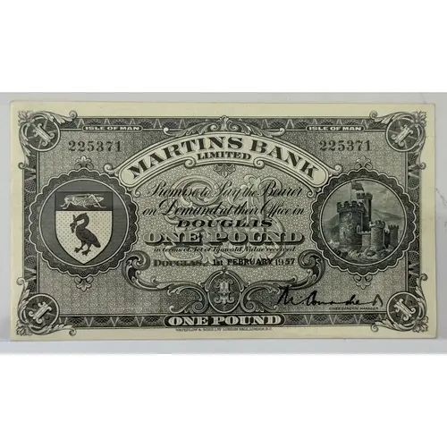 Banknotes: Martins Bank Douglas Isle of Man, £1 note, serial...