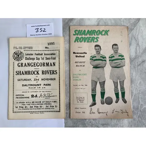 Shamrock Rovers Football Programmes: 46/47 semi final v Gran...