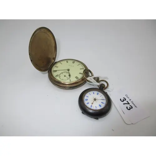 Elgin Gold Plated Hunter Case Pocket Watch and a Ladies Fob ...
