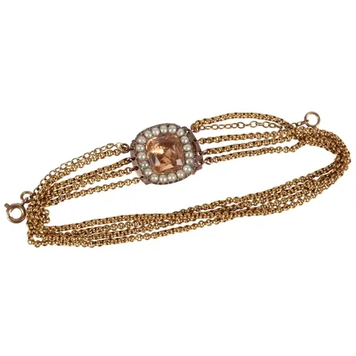 A topaz, seed pearl and gold bracelet, early 19th century, s...