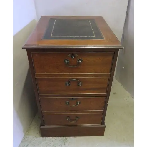 Reproduction Mahogany filing cabinet brass swan neck handl...