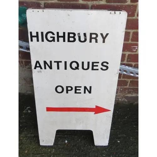Wooden Shop Sign 'Highbury Antiques Open' approx. 92cm H x 6...