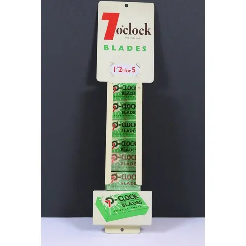 Advertising - 7 o'clock Blades shaving shop display stand in...