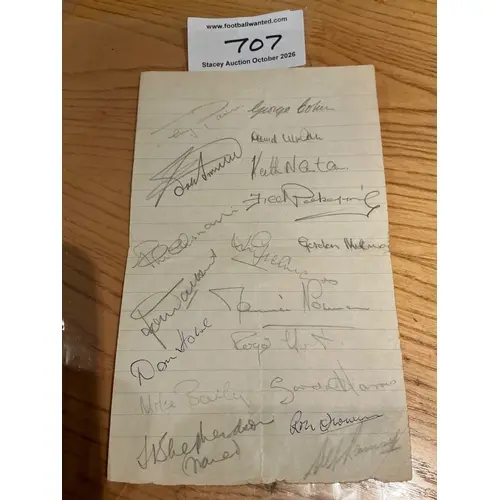 England 1964 Football Autograph Page: Obtained by George Coh...