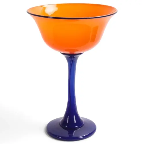 Daum, Nancy an Art Deco large stemmed bowl in vibrant orange...