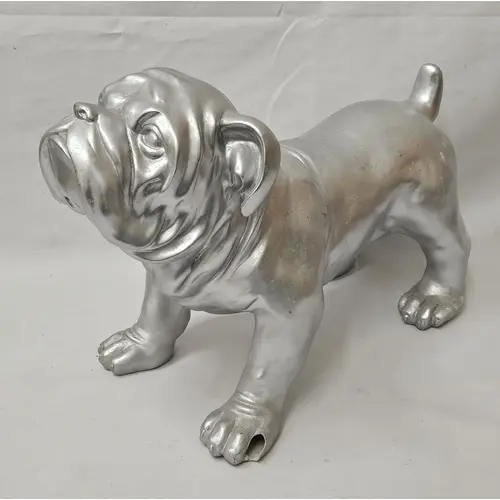 Silver Painted Bulldog approx. 45cm W x 32cm H