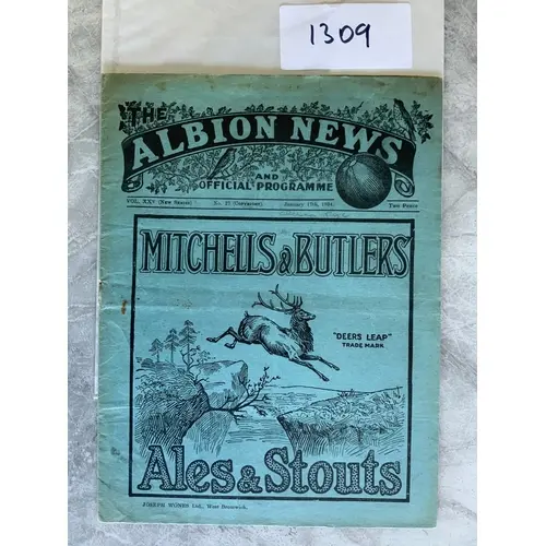 1933 - 1934 West Brom v Chelsea FA Cup Football Programme: V...