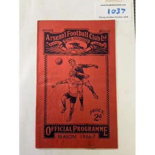 36/37 Arsenal v Huddersfield Town Football Programme: Excell...