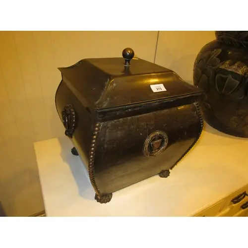 Early 20th Century Oxidised Metal Coal Box